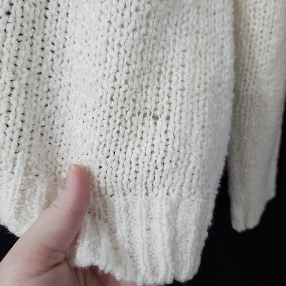 VTG The Import Workshop Women's Cardigan Size L Ivory Open Knit Scandi Chic - Picture 8 of 8